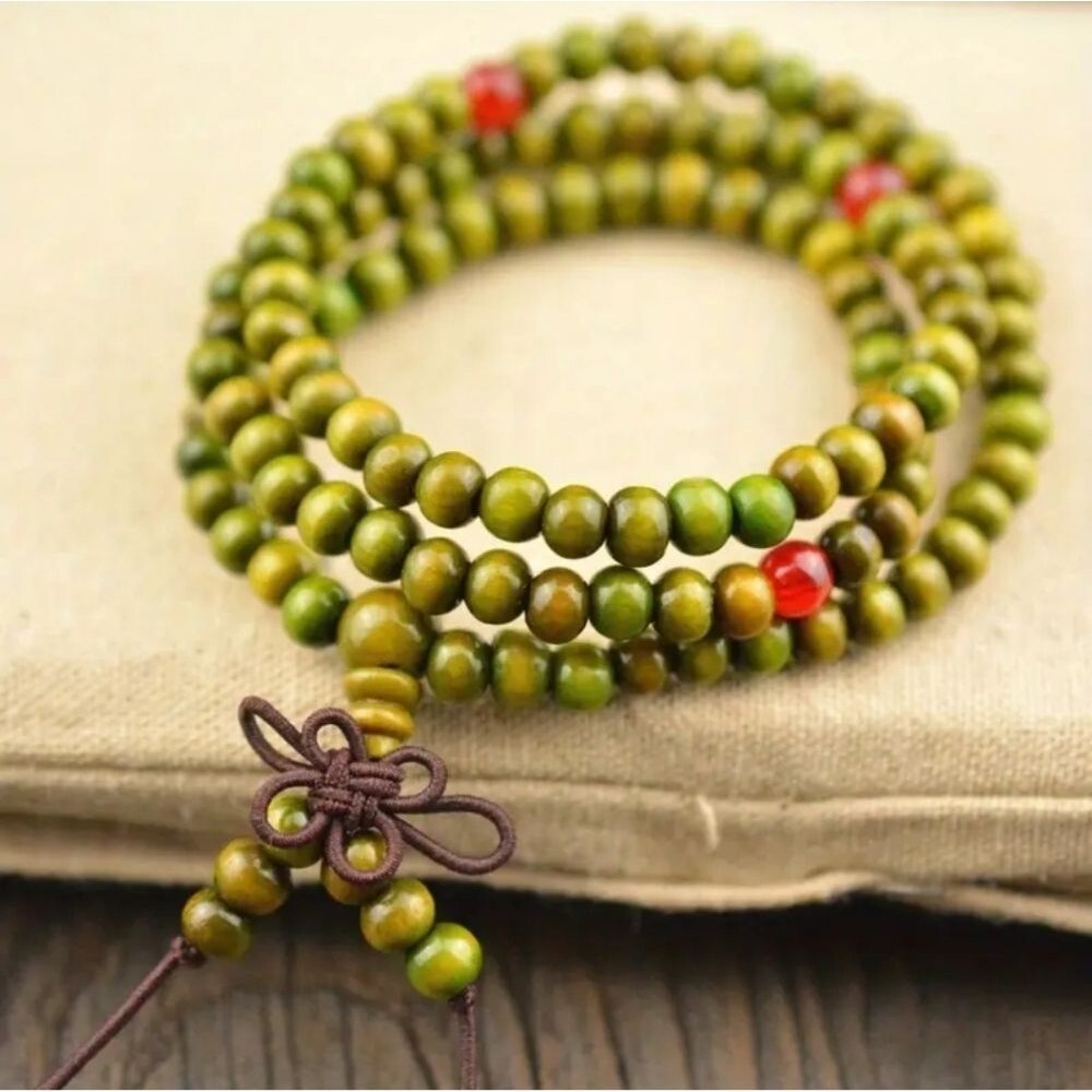 Sandalwood mala beads necklace wrap bracelet accessory unisex pray beads
